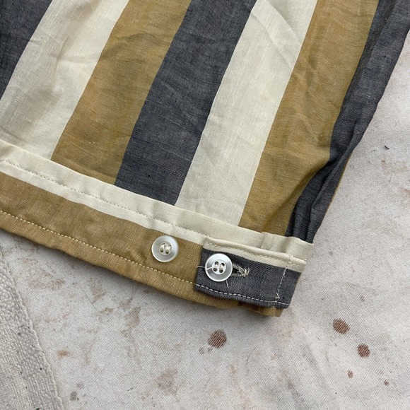 Vintage 1950s Vertical Stripe Side Button Jac Button Collar Shirt Mens S/M - Picture 11 of 11